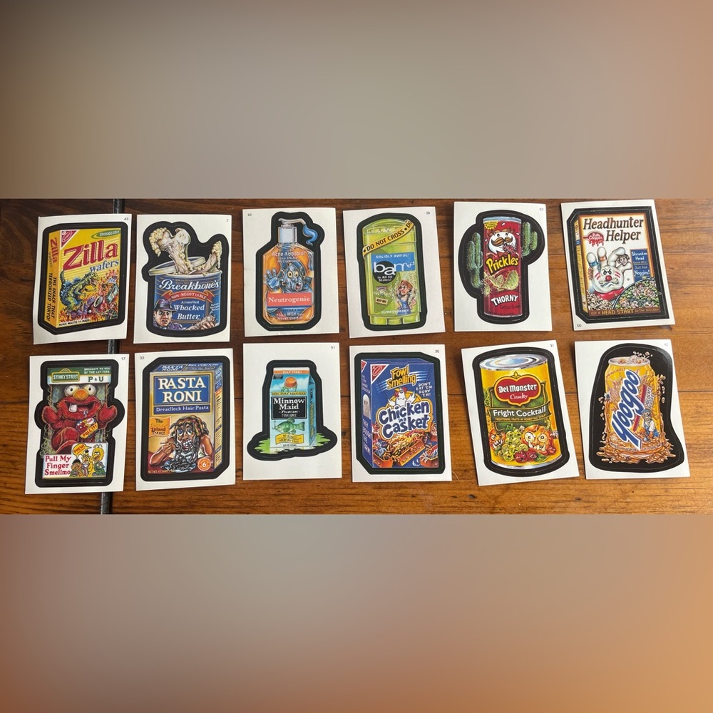Set of 19 Vintage “Wacky Pack” Stickers